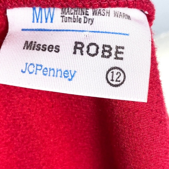 Vintage Velour Robe 1970's Vintage JcPenney Mod Red Misses Loungewear Robe - Picture 8 of 8